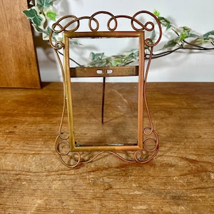 Antique Victorian Brass Photo Frame: Twisted Wire Design, Original Glass