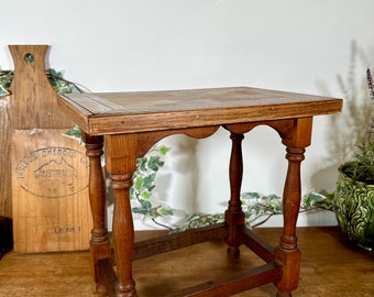 Vintage Small Wooden Side Table With Union Jack Top | Small Wooden Table | Wood Table | Vintage Side Table