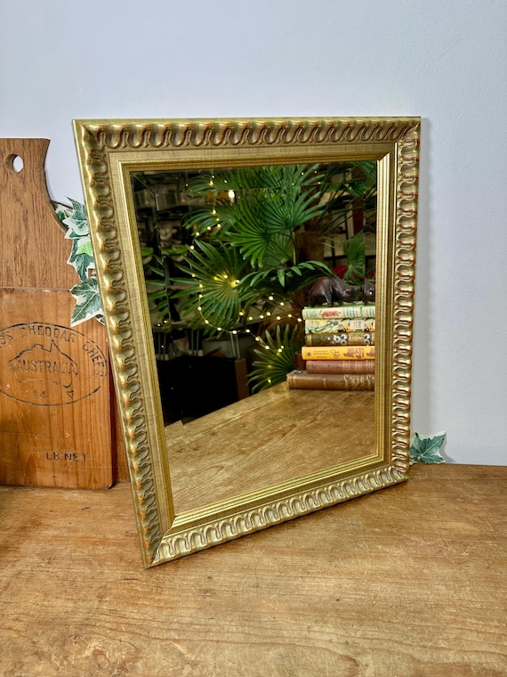 Vintage Style Gold Rectangle Wall Mirror: Ornate Wall Mirror