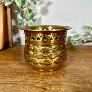 Vintage Small Brass Plant Pot | Vintage Small Plant Pot | Cactus Pots | Houseplant Pots | Succulent Plant Pot | Herb Pots