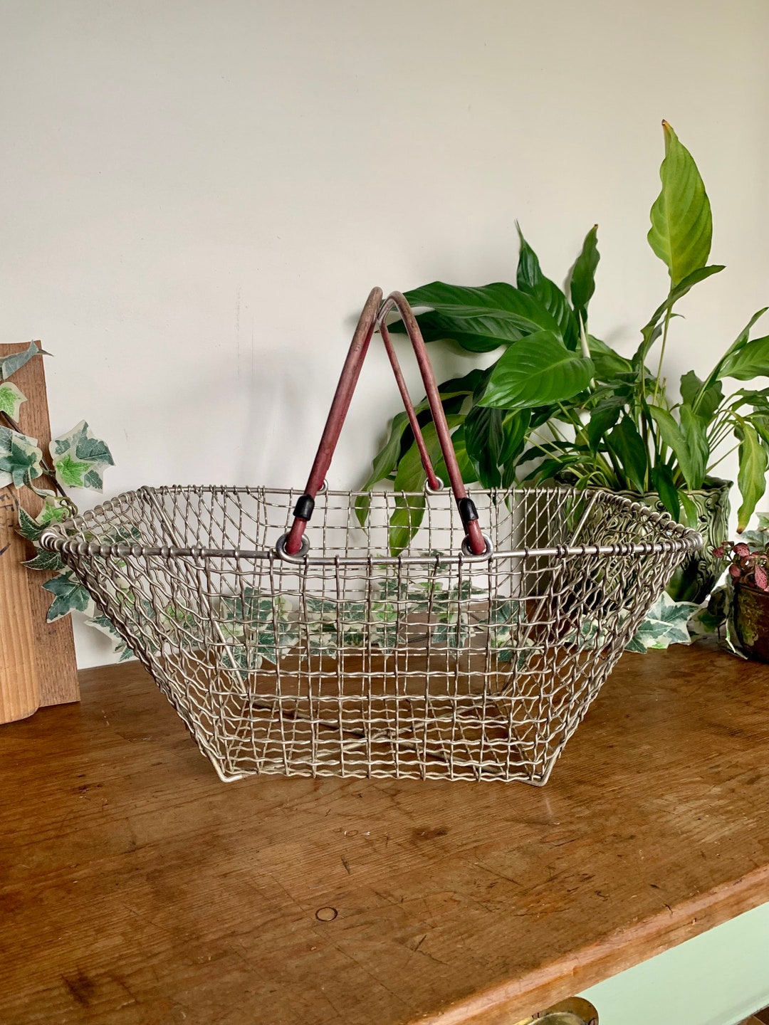 Vintage Wire Shopping Basket Vintage Style Basket Rustic Etsy UK