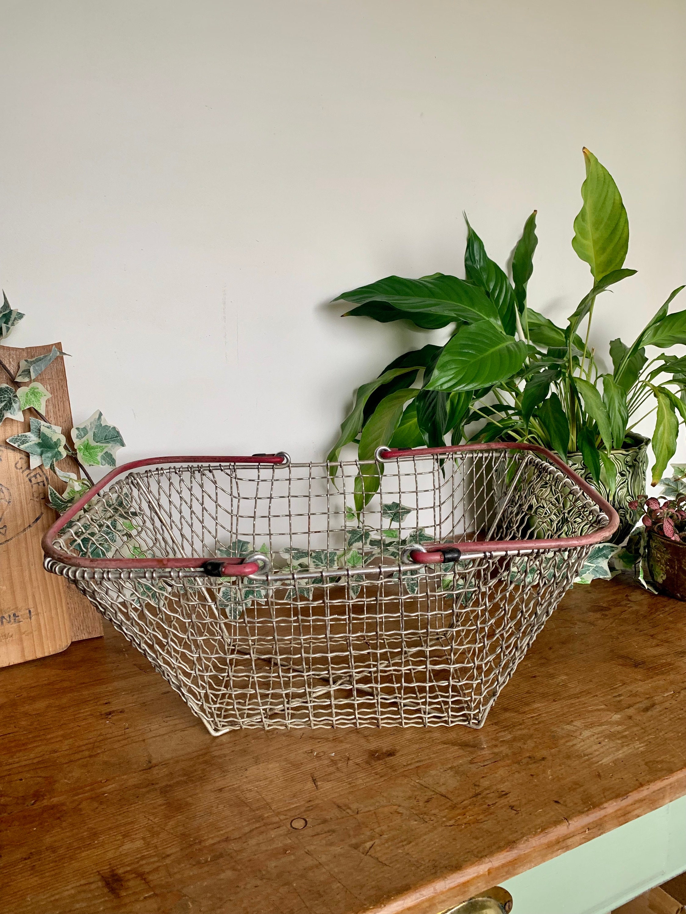 Vintage Wire Shopping Basket Vintage Style Basket Rustic Etsy UK