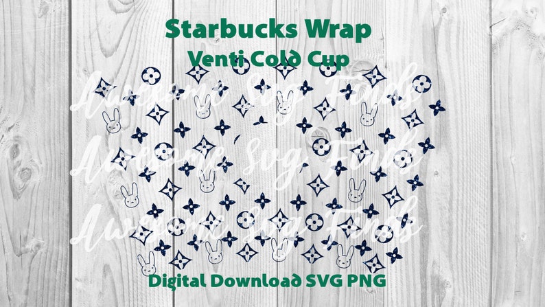 Download Bad Bunny Svg Seamless Full Wrap for Starbucks Venti Cold ...