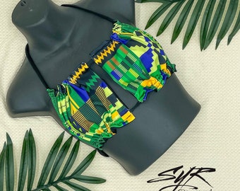Trajes de baño africanos para mujeres. Trajes de baño africanos Bandeau Top. Traje de baño africano. Trajes de baño africanos para mujeres.African Crop Top. SOLO ARRIBA