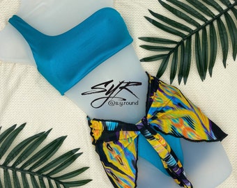 Badeanzug für Frauen. Bademode Bikini mit Sarong Strand wrap. Bikini-Set mit Sarong. BadeanzugHülle für Frauen. Frech. Reversible