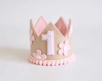Natural Pink Daisy Boho Birthday Crown - Boho Crown - First Birthday - Daisy Crown - Pink Crown