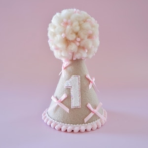 Pink Boho Bow Party Hat  Pink Bow Birthday Hat - Birthday Party Hat - Party Hat - Cake Smash