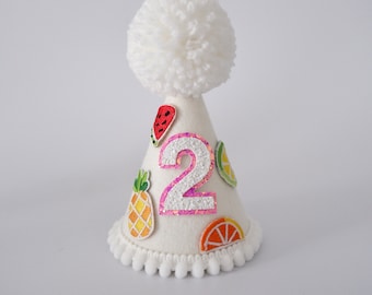 Tutti Frutti Party Hat - Twoti Frutti Birthday Hat - Birthday Party Hat - Party Hat - Cake Smash