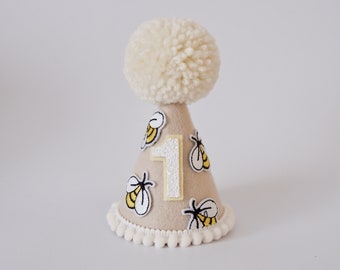 Bee Day Party Hat boho- Boho Bee Day Birthday Hat - Birthday Party Hat - Party Hat - Cake Smash - Boho - Bee Day