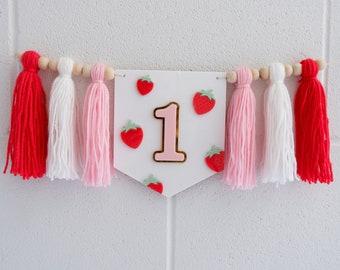 Berry First High Chair Garland - First Birthday High Chair Garland - Highchair Banner