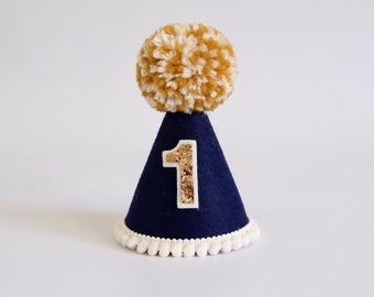 Navy Party Hat - Navy Birthday Hat - First Birthday - Birthday Party Hat - Party Hat - Cake Smash