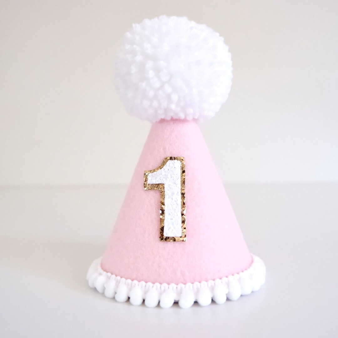 Pink Felt Party Hat Pink Felt Birthday Hat First Birthday Birthday ...
