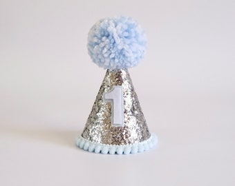Baby Blue Party Hat - First Birthday - Birthday Party Hat - Party Hat - Cake Smash