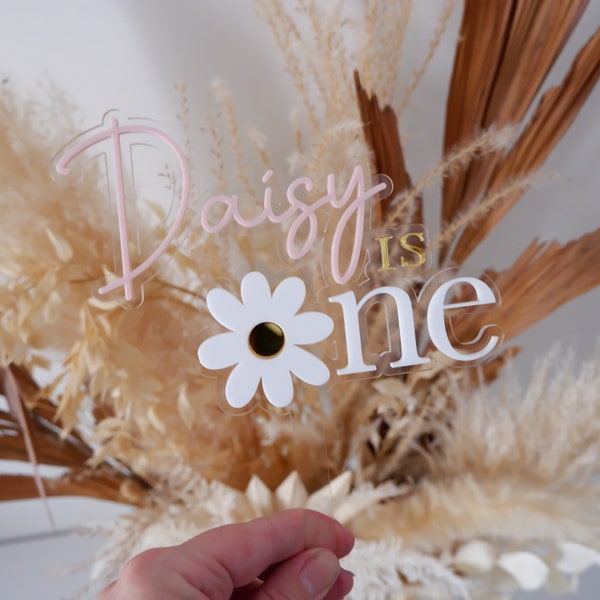 CUSTOM Clear Daisy One Cake Topper - First Birthday Cake Topper - One Cake Topper - Cake Smash