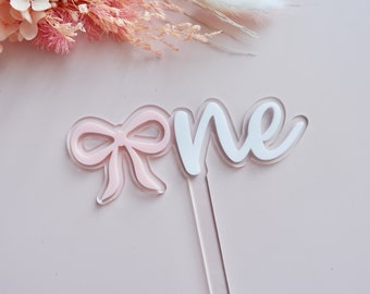 Bow One Cake Topper - First Birthday Cake Topper - One Cake Topper - Cake Smash - Bowtiful