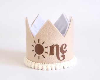 Sun Boho Birthday Crown -  Trip Around the Sun Crown - First Birthday - Birthday Party Crown - Party Hat - Cake Smash - lap around the sun