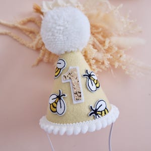 First Bee Day Party Hat - Bee Day Birthday Hat - Birthday Party Hat - Party Hat - Cake Smash - Bee Day