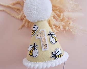 First Bee Day Party Hat - Our Little Honey is One Birthday Hat - Birthday Party Hat - Party Hat - Cake Smash - Bee Day