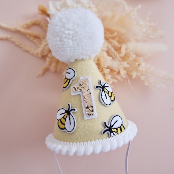First Bee Day Party Hat - Our Little Honey is One Birthday Hat - Birthday Party Hat - Party Hat - Cake Smash - Bee Day