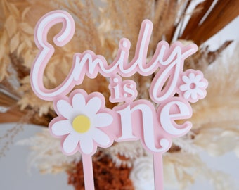 CUSTOM Pink Daisy One Cake Topper - First Birthday Cake Topper - One Cake Topper - Cake Smash