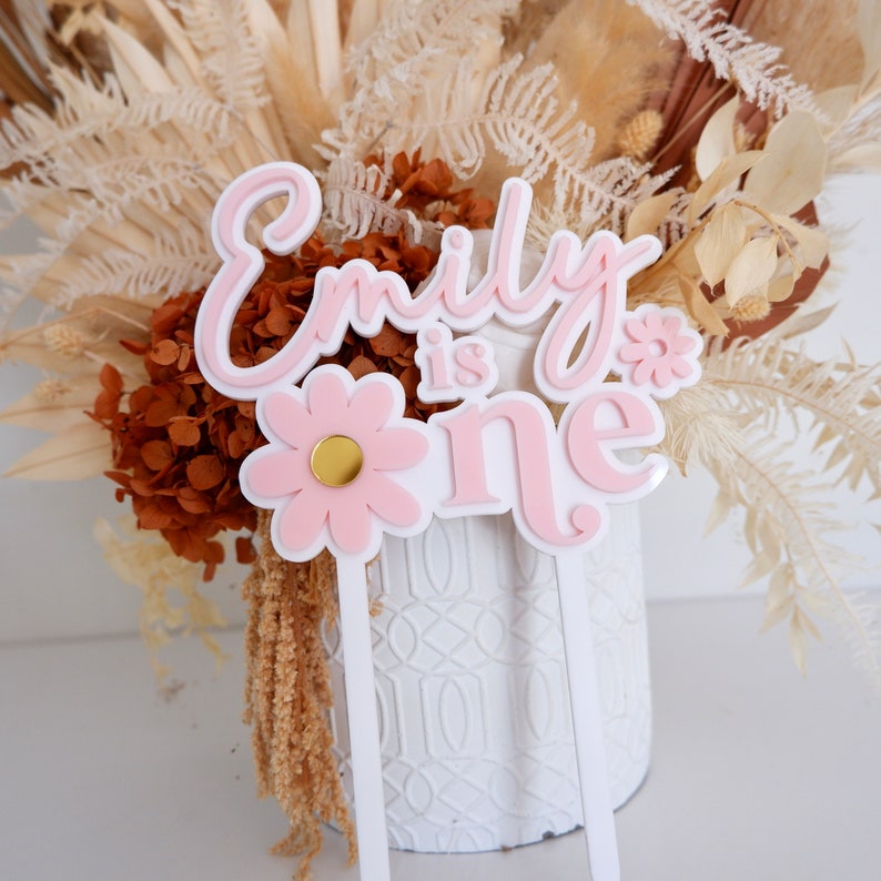 CUSTOM White Daisy One Cake Topper - First Birthday Cake Topper - One ...