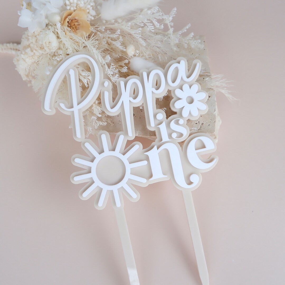 CUSTOM Nude Sun Daisy One Cake Topper - First Birthday Cake Topper ...