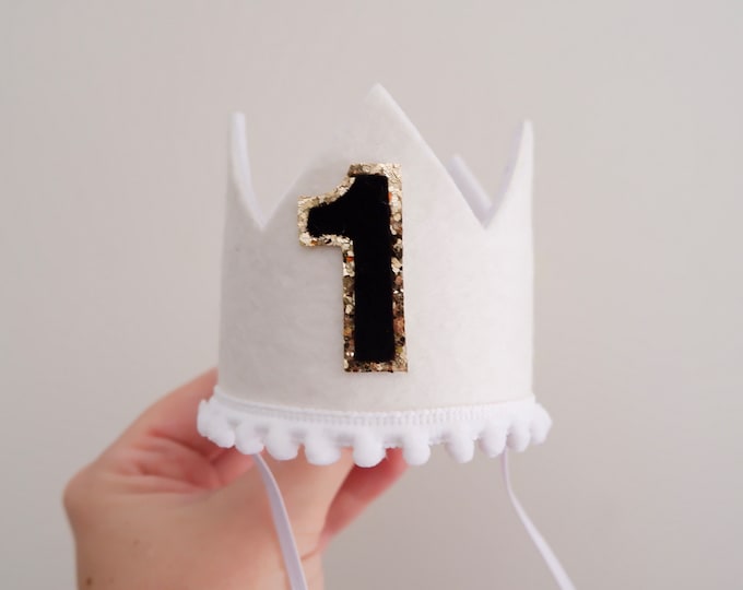White Black Birthday Crown - Boho Crown - First Birthday - Daisy Crown - Cake Smash