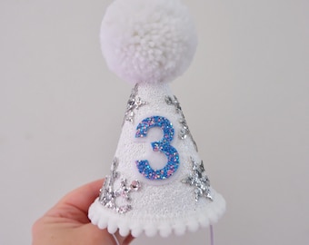 Winter Onederland Party Hat - Winter Wonderland Birthday Hat - Birthday Party Hat - Party Hat - Cake Smash - Ice Princess- First Birthday