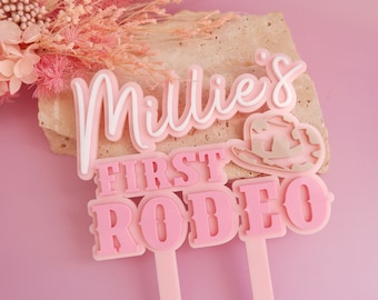 CUSTOM Cowgirl First Rodeo Cake Topper - First Birthday Cake Topper - Custom Cake Topper - Cake Smash