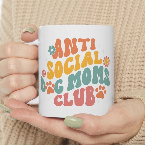 Tasse de maman de chien, tasse de café de maman de chien, club anti-social de maman de chien, cadeau de maman de chien, tasse d'amoureux de chien, tasse de propriétaire de chien, tasse introvertie, tasse drôle de chien