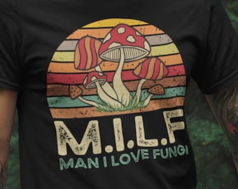 Paddenstoelshirt, botanisch shirt, Cottagecore-shirt, paddenstoelenjacht, shirt grappige schimmels, natuurliefhebber, vintage paddestoel, man I Love Fungi, man I Love Fungi