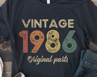 35. Geburtstagsgeschenk für Sie, Vintage 1986 Shirt, 35 Jahre alte Geburtstag Männer, Retro Geburtstagsshirt, Born in 1986 Shirt, Bday Original Teile