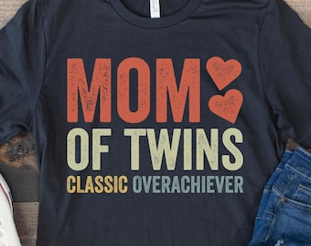 Camisa de mamá gemela, mamá de gemelos, regalos de mamá gemela, regalo de mamá embarazada, anuncio de embarazo, mamá embarazada, embarazada de gemelos, Día de la Madre
