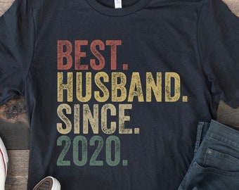 Camisa de mejor esposo desde 2020, regalo de primer aniversario de boda para esposo, regalo de aniversario de 1 año para él, regalo de cumpleaños de esposo de esposa