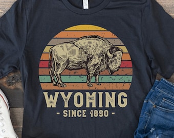 Wyoming Shirt, Wyoming Gifts, Western Shirt, Hiking Shirt, Wyoming Souvenir, Vintage Wyoming Shirt, Retro Wyoming Shirt, Wyoming State Tee