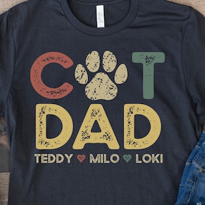 Chemise papa chat avec noms de chat, cadeau personnalisé pour papa chat, chemise papa chat personnalisée avec noms, chemise propriétaire de chat, amoureux des chats, cadeau fête des pères