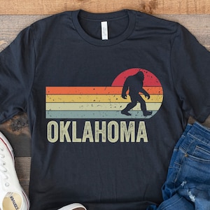 Oklahoma Shirt, Retro Vintage Oklahoma, Oklahoma State, Trendy Oklahoma Gift, Oklahoma Bigfoot Shirt, Sasquatch Shirt, Oklahoma Sunset Shirt