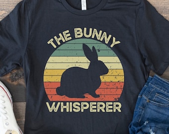 Bunny Shirt, Rabbit Shirt, Bunny Whisperer, Funny Gift for Bunny Lover, Pet Bunny Owner Gift, Bunny Mom, Bunny Dad, Retro Vintage Rabbit Tee