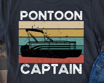 Pontoon Captain T-Shirt, Retro Boating Shirt, Lake Life Gift