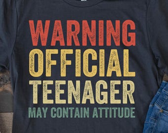 Warning Official Teenager T-Shirt | 13th Birthday Gift, Cool Gift for Teens, Funny Graphic Tee, Edgy Humor Shirt