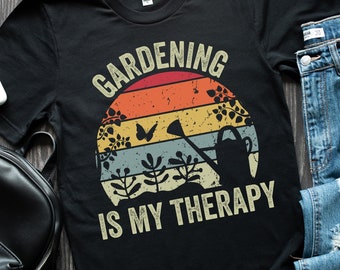 Garden Shirt, Botanical Shirt, Gardening is My Therapy, Retro Gardening Tshirt, Plant Lady Tee, Funny Gift for Garden Lover, Gardener Shirt