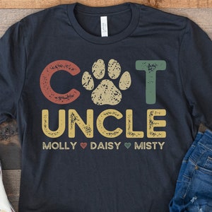 Oom shirt, kat oom shirt met namen, gepersonaliseerd cadeau voor kat oom, grappige oom shirt met namen, kat eigenaar shirt, vaderdag shirt