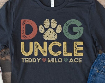 Camicia per zio cane con nomi di cani, regalo personalizzato per zio cane, regalo personalizzato per zio cane con nomi di animali domestici, camicia per proprietario di cane, camicia per la festa del papà