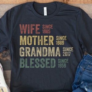 Chemise grand-mère personnalisée, chemise grand-mère, cadeau d&#39;anniversaire pour grand-mère, cadeau grand-mère personnalisé, grand-mère bénie, chemise Mimi, fête des mères