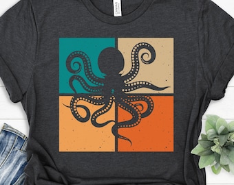 Octopus Shirt, Ocean Animal Shirt, Octopus TShirt, Octopus Art, Animal Lover Shirt, Marine Life Shirt, Octopus Gift, Retro Vintage Octopus