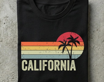 Retro California Beach Shirt, Vintage Cali Sunset Tee