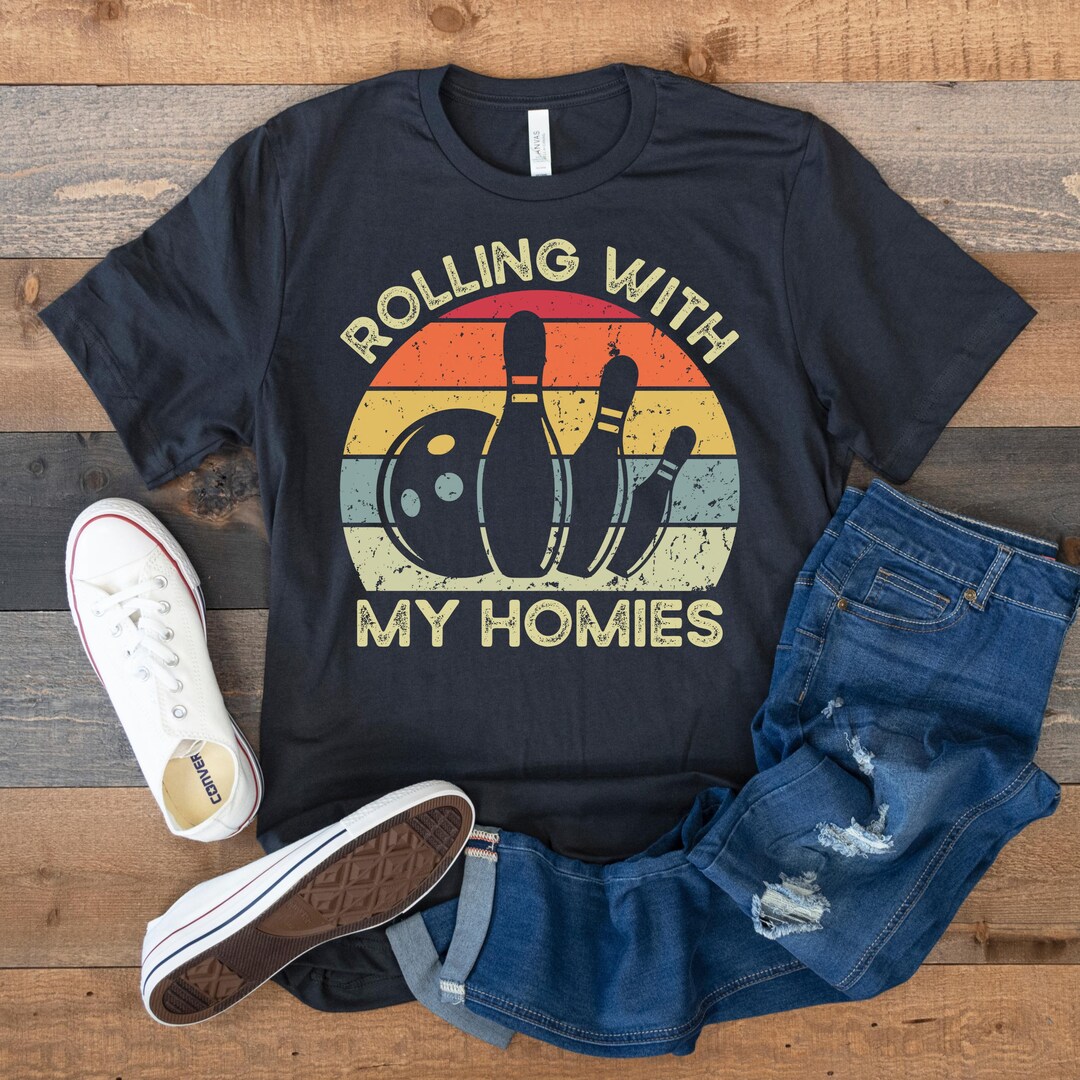 Camiseta de bolos, equipo de bolos, regalo divertido para los amantes de  los bolos, bolos retro vintage, camiseta de bolos, rodando con mis colegas,  ..., image size:1080x1080