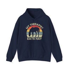 Mi terapeuta come heno sudadera con capucha unisex Navy