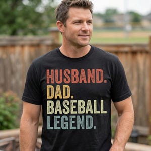 Husband Dad Baseball Legend, Mens Game Day Tee, Funny Coach Gift image 5
