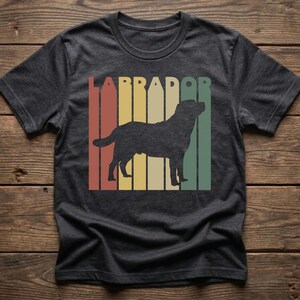Retro Black Labrador Shirt, Chocolate Lab Mom Gift, Yellow Retriever Dad Tee Dark Grey Heather